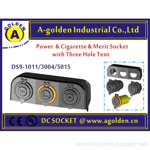 ac power socket AC socket DC socket with illuminated rocker switch with fuse